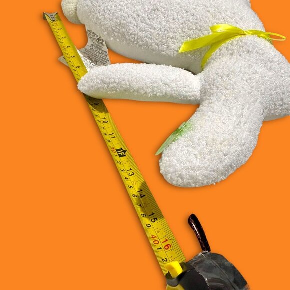 Bunny-Shaped Decorative Pillow With Soft Textured Finish & Yellow Ribbon Accent - Picture 9 of 10